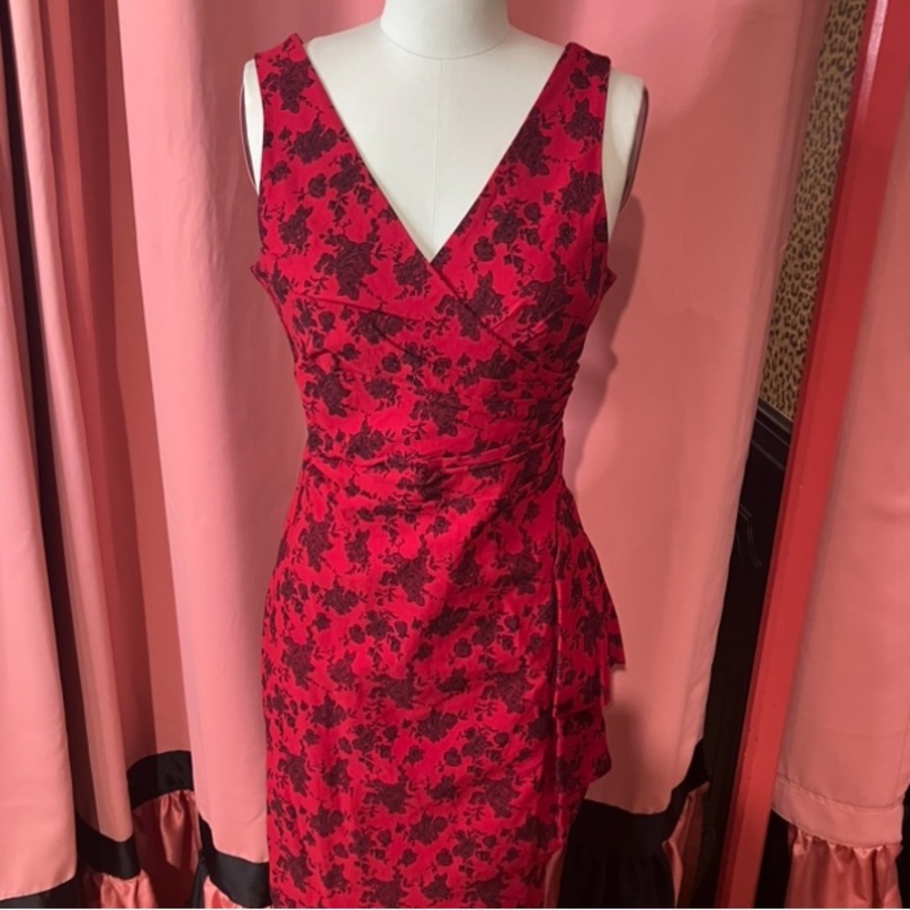 Elegant Red Floral Dress
